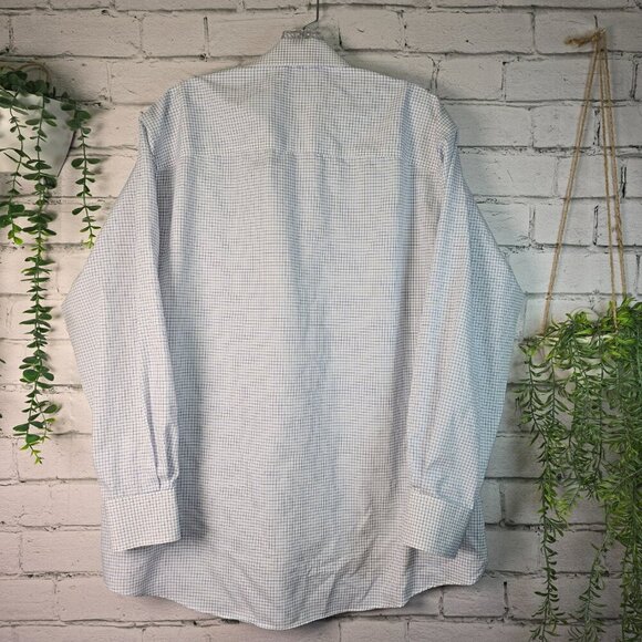 KENNETH COLE REACTION MENS LONG SLEEVE BUTTON DOWN WHITE AND BLUE PLAID SIZE XL - Picture 4 of 7